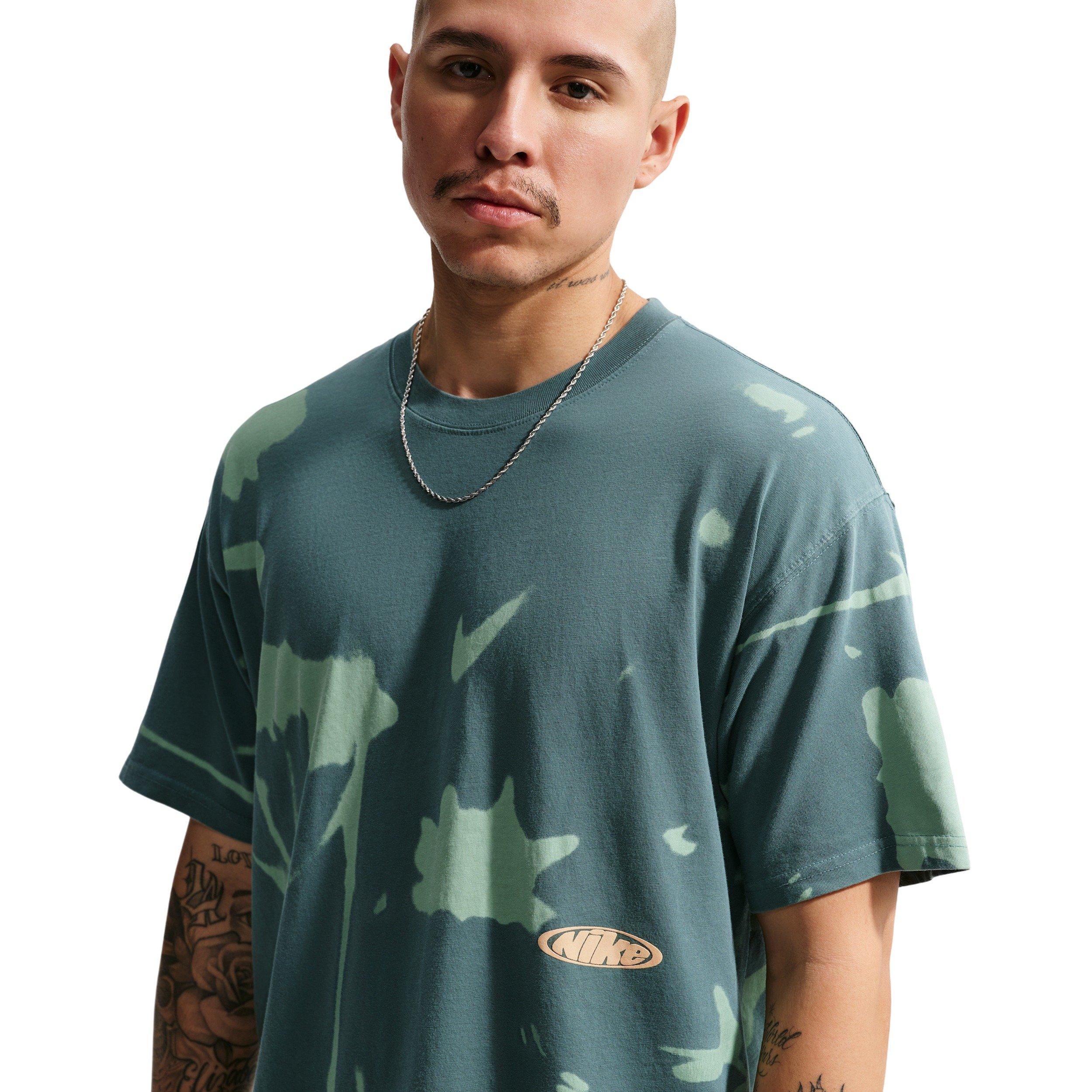 Nike Men's Sportswear LSE Floral Print T-Shirt - MINERAL SLATE/STEAM GREEN